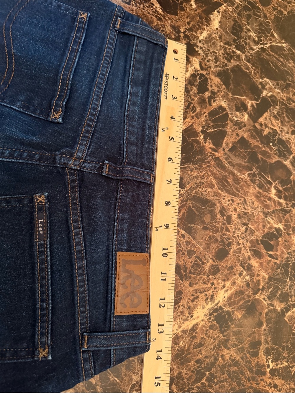 Women’s Lee Regular Fit Straight Leg Mid Rise Distressed Jeans – Dark Wash